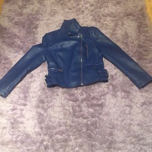 Royal Blue Leather Jacket